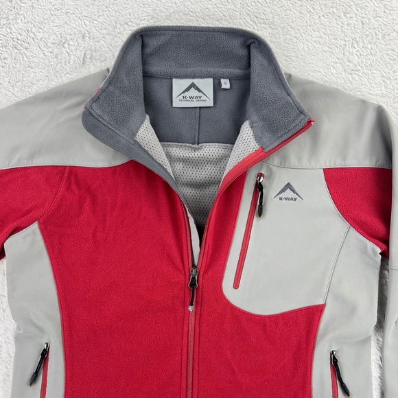 K-Way‎ Expedition Jacket Women S Red Gray Technical Full Zip Softshell - Picture 4 of 14